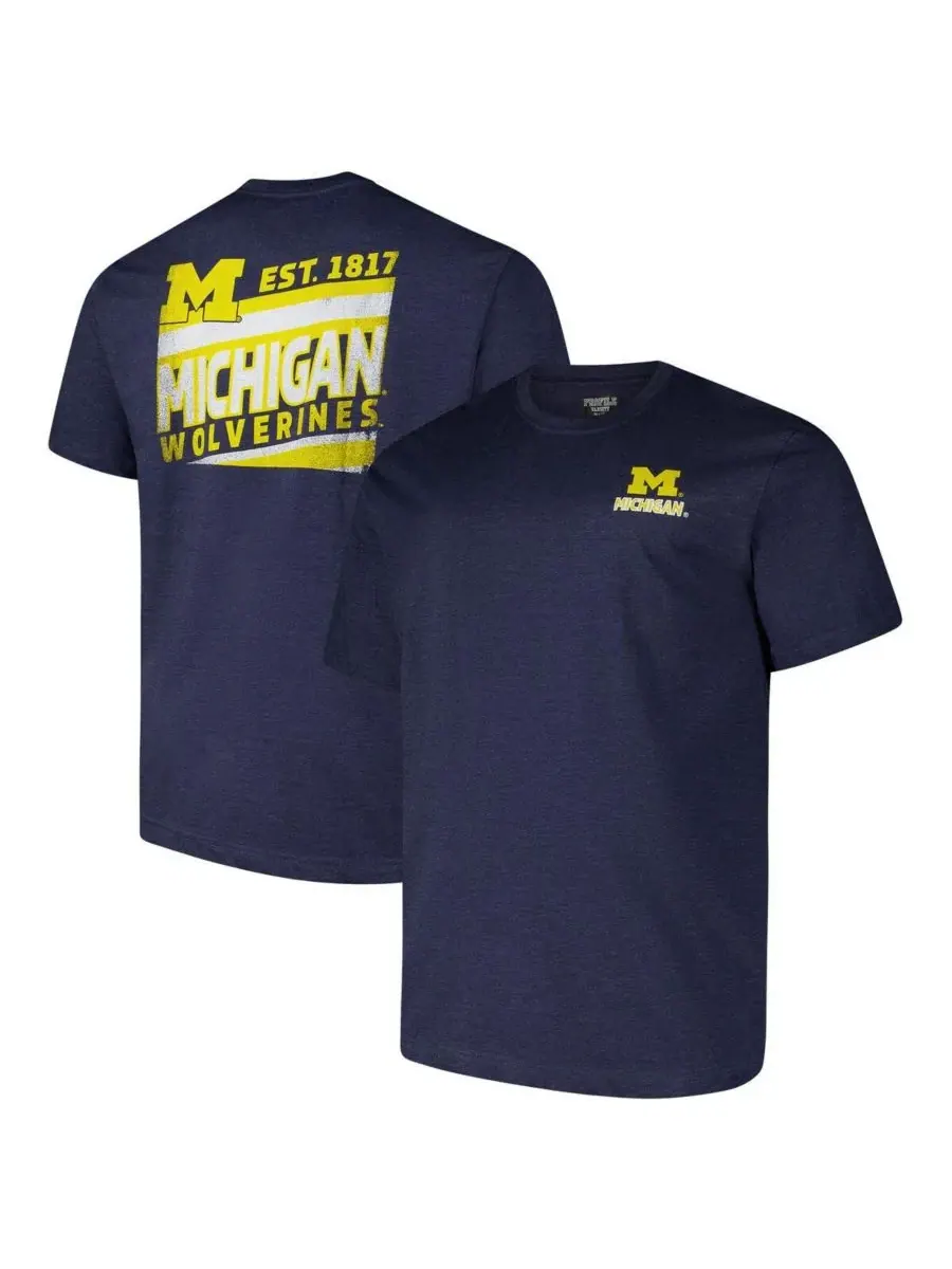 Fanatics Мужская темно-синяя футболка Michigan Wolverines большого размера Ideal с эффектом — изображение 1 из 3, темно-синий