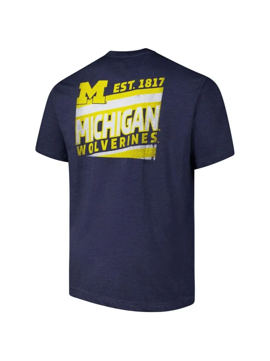 Fanatics Мужская темно-синяя футболка Michigan Wolverines большого размера Ideal с эффектом — изображение 2 из 3, темно-синий