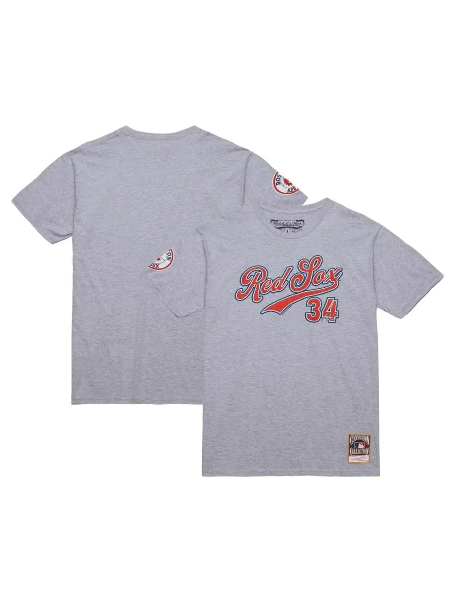 Mitchell & Ness Мужская футболка David Ortiz серого цвета с меланжевым эффектом — изображение 1 из 3, серый