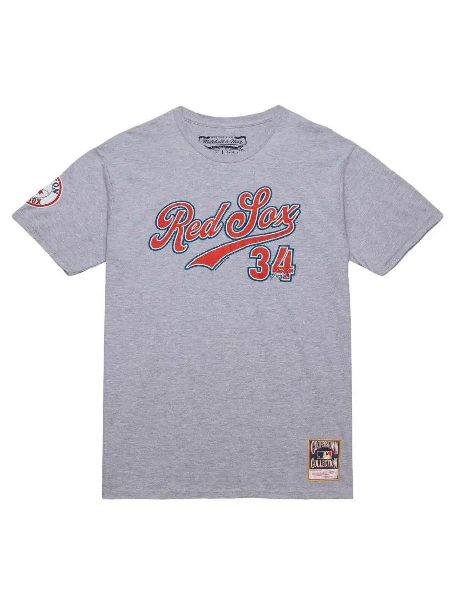 Mitchell & Ness Мужская футболка David Ortiz серого цвета с меланжевым эффектом — изображение 2 из 3, серый
