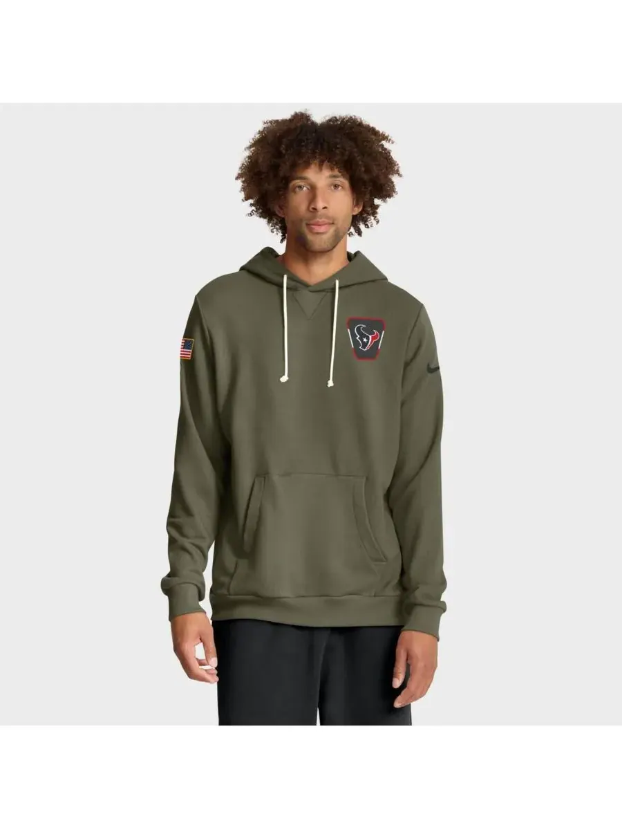 Nike Мужская толстовка Olive Houston Texans 2025 Salute to Service Sideline Standard Issue Dri-FIT — изображение 1 из 5