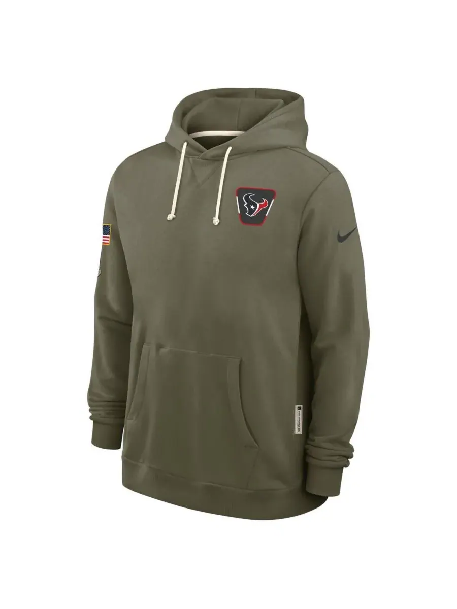 Nike Мужская толстовка Olive Houston Texans 2025 Salute to Service Sideline Standard Issue Dri-FIT — изображение 4 из 5