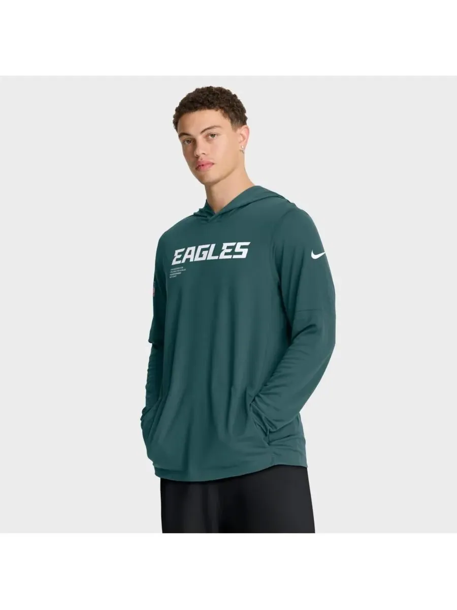 Nike Мужская толстовка с длинными рукавами Philadelphia Eagles Sideline Pure Fury Performance — изображение 1 из 5, зеленый