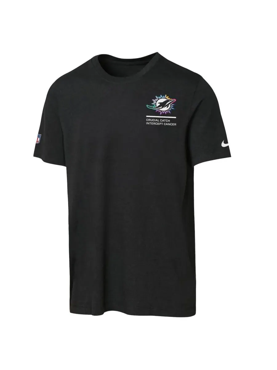 Nike Футболка Big Boys and Girls Black Miami Dolphins 2025 NFL Crucial Catch Tri-Blend Dri-FIT — изображение 3 из 3, черный