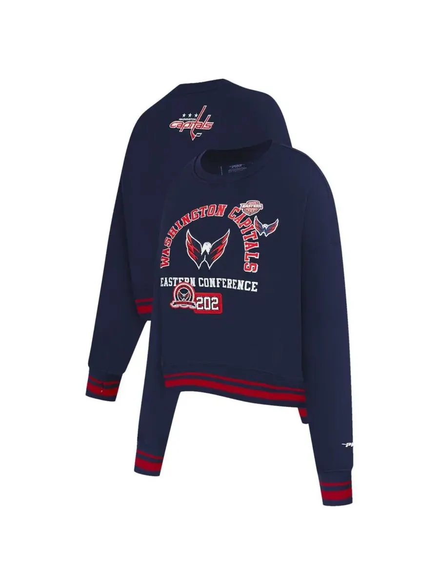 Pro Standard Женская укороченная толстовка темно-синего цвета с символикой Washington Capitals и — изображение 1 из 5