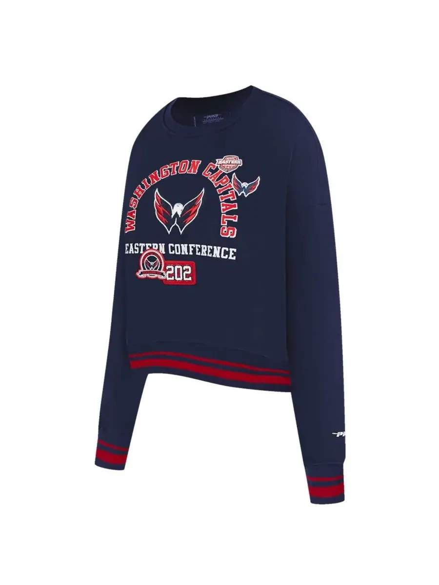 Pro Standard Женская укороченная толстовка темно-синего цвета с символикой Washington Capitals и — изображение 2 из 5
