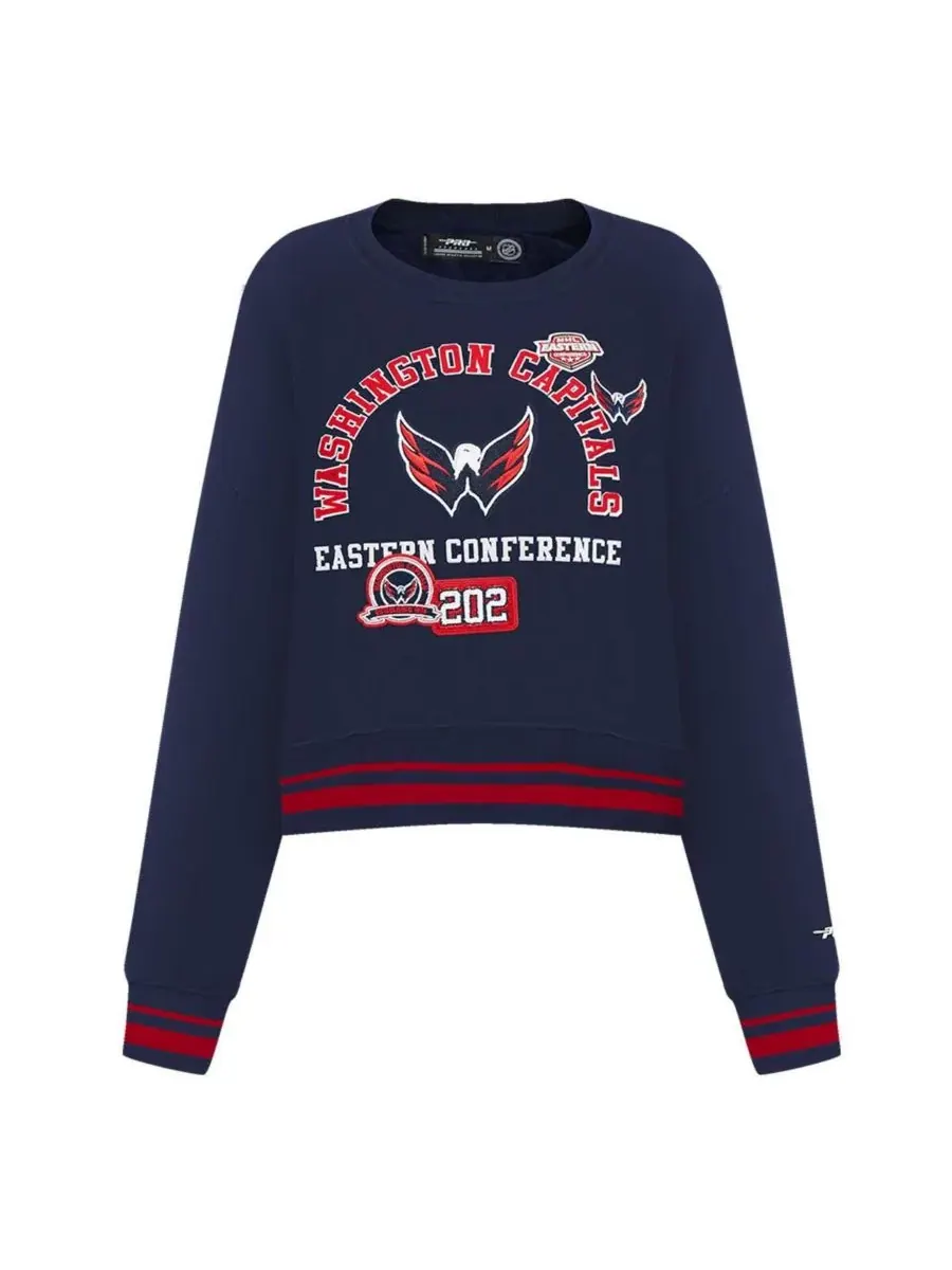 Pro Standard Женская укороченная толстовка темно-синего цвета с символикой Washington Capitals и — изображение 3 из 5