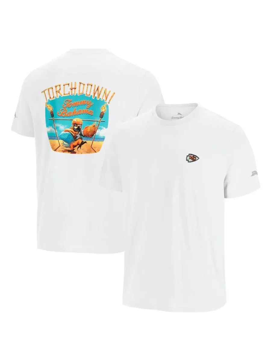 Tommy Bahama Мужская белая спортивная футболка Kansas City Chiefs с рисунком факела — изображение 1 из 3, белый
