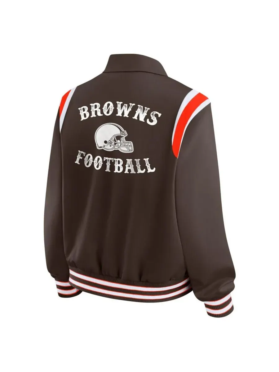 WEAR by Erin Andrews Женская коричневая легкая куртка Cleveland Browns Varsity на кнопках — изображение 3 из 3, коричневый