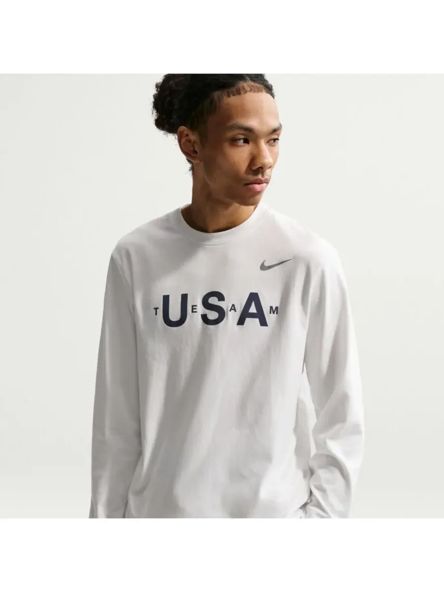 Nike Мужская белая футболка с длинными рукавами ACG Dri-FIT с основным логотипом — изображение 2 из 3, белый