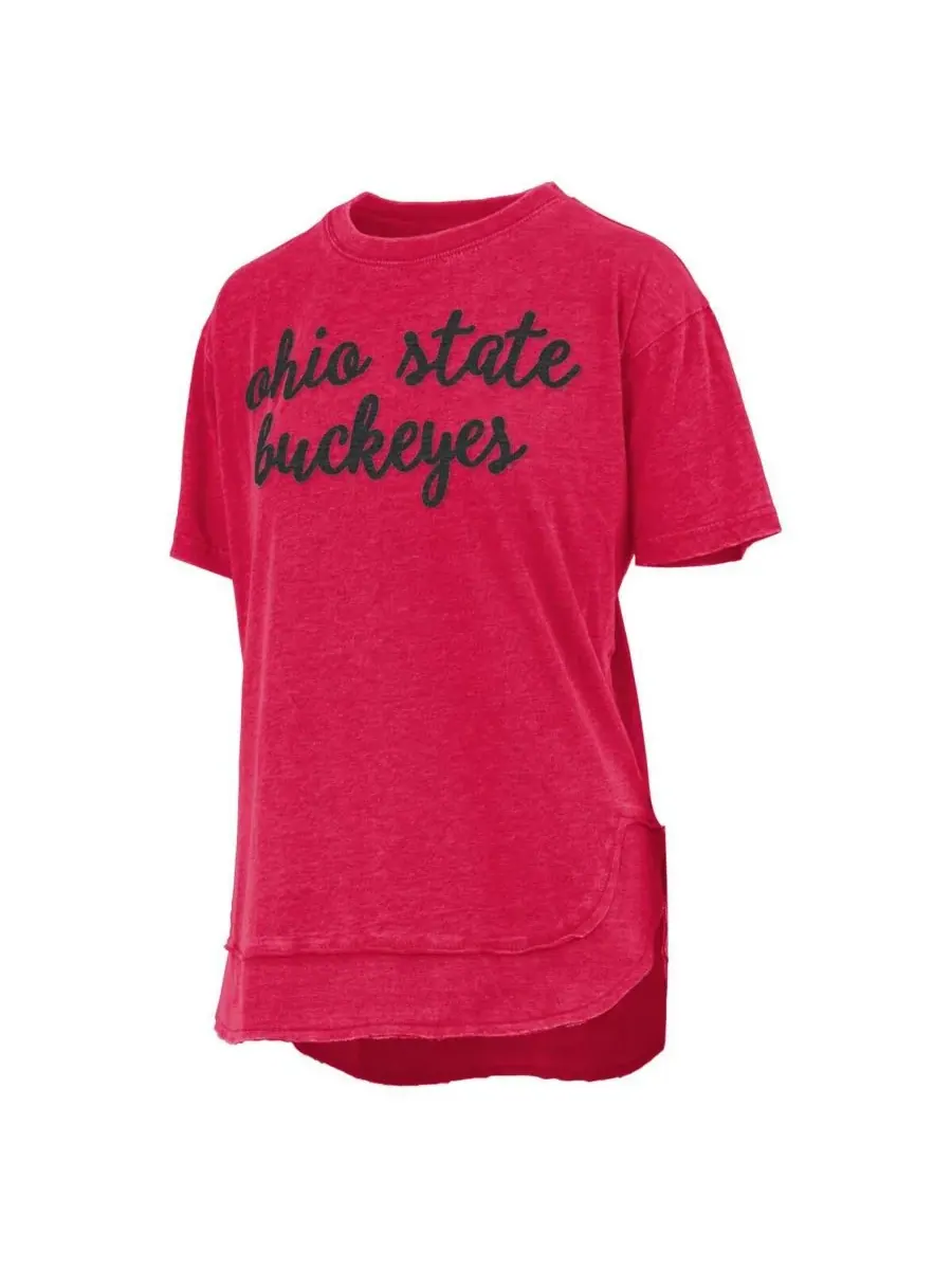 Женская алая футболка-пончо с символикой команды Ohio State Buckeyes Pressbox — изображение 3 из 3, алый