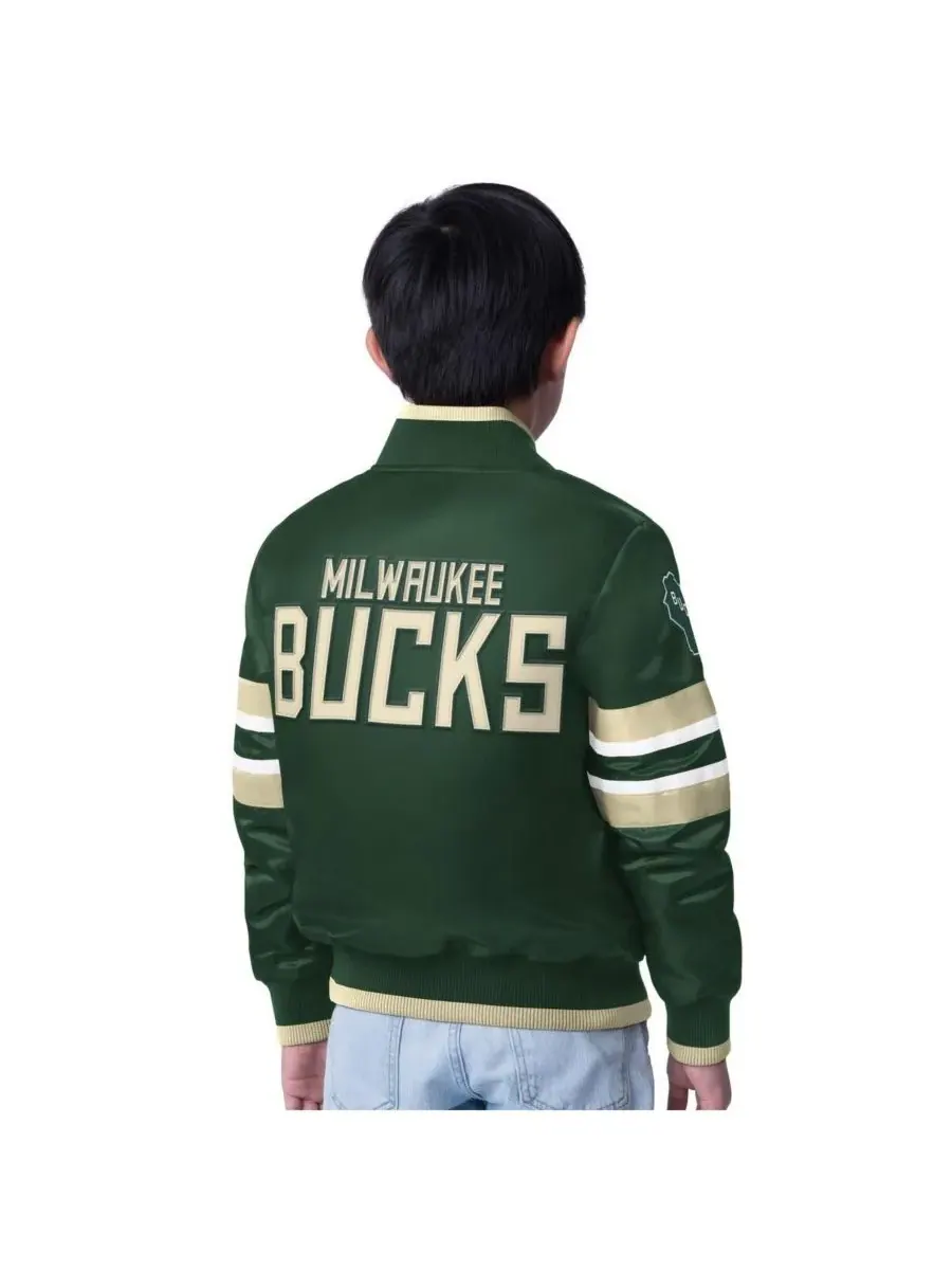 Starter Куртка Big Boys and Girls Hunter Green Milwaukee Bucks Scout Varsity Full-Snap Jacket — изображение 2 из 2, зеленый