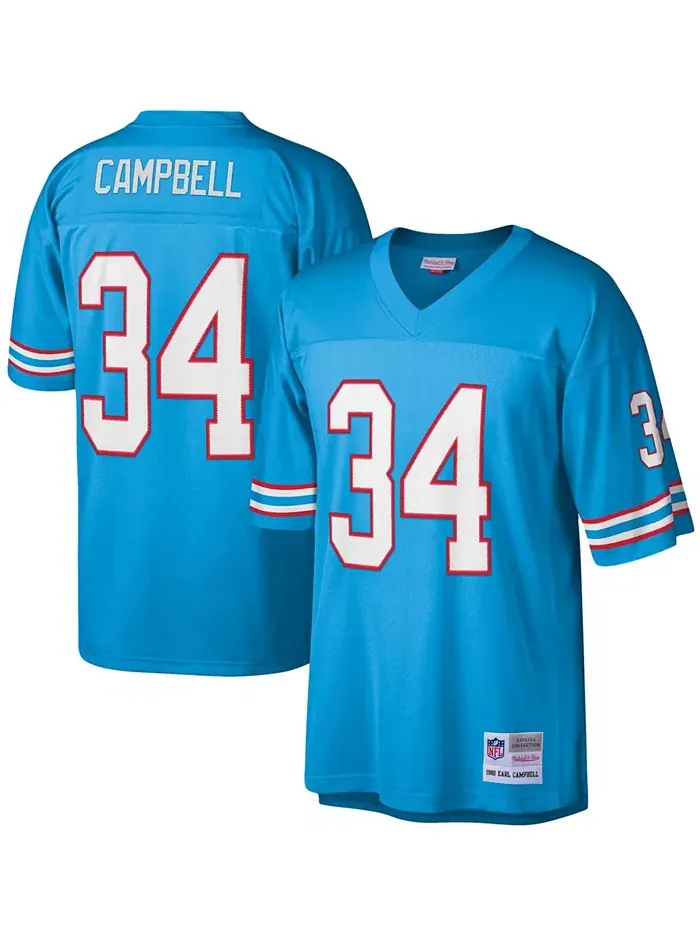 Мужская реплика джерси Earl Campbell в светло-голубом цвете Houston Oilers Legacy Mitchell & Ness — изображение 1 из 3