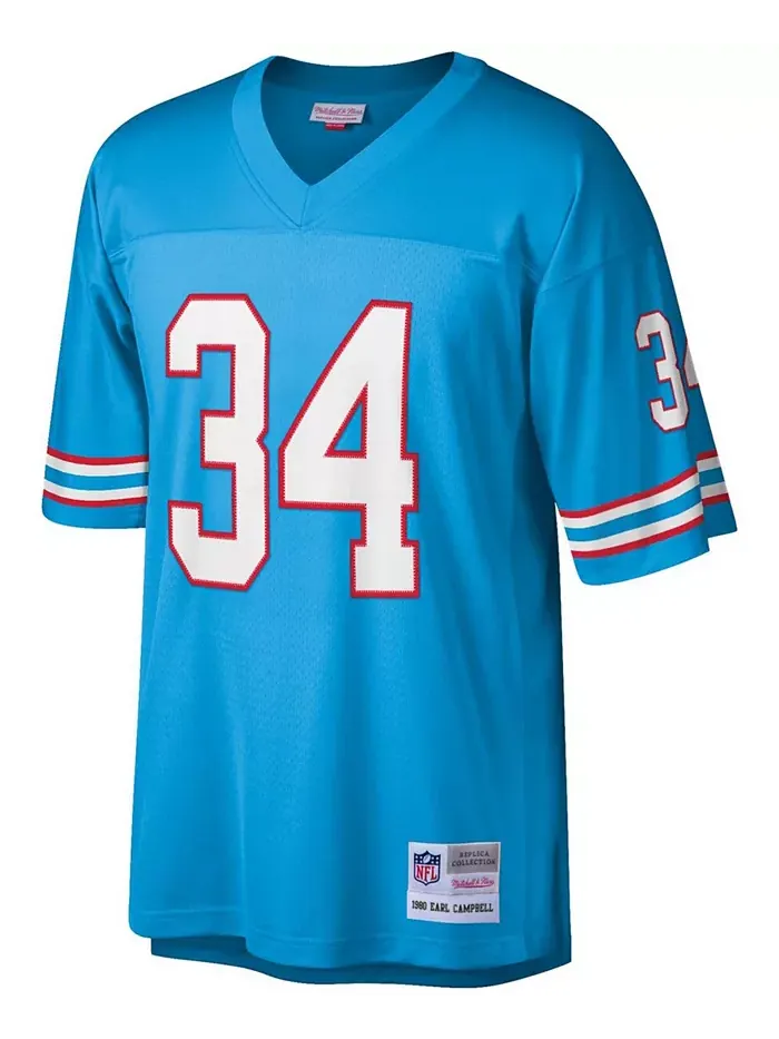 Мужская реплика джерси Earl Campbell в светло-голубом цвете Houston Oilers Legacy Mitchell & Ness — изображение 2 из 3