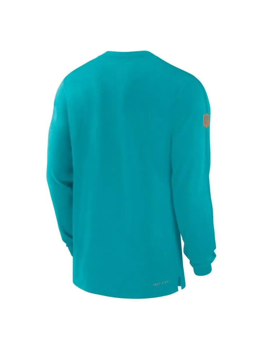 Мужская футболка с длинным рукавом Aqua Miami Dolphins Sideline Player Performance Nike — изображение 3 из 3, голубой