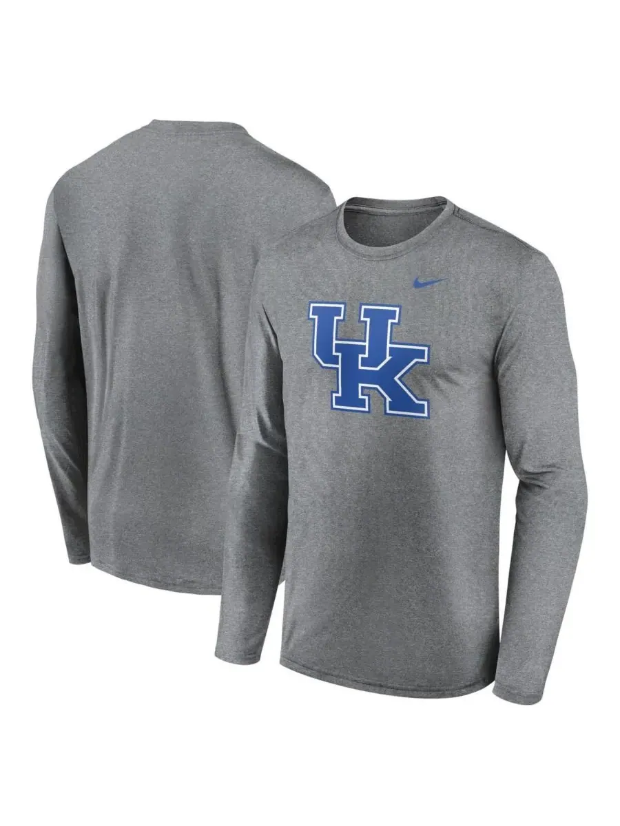 Nike Мужская футболка с длинным рукавом серого цвета с символикой команды Kentucky Wildcats — изображение 1 из 3, серый