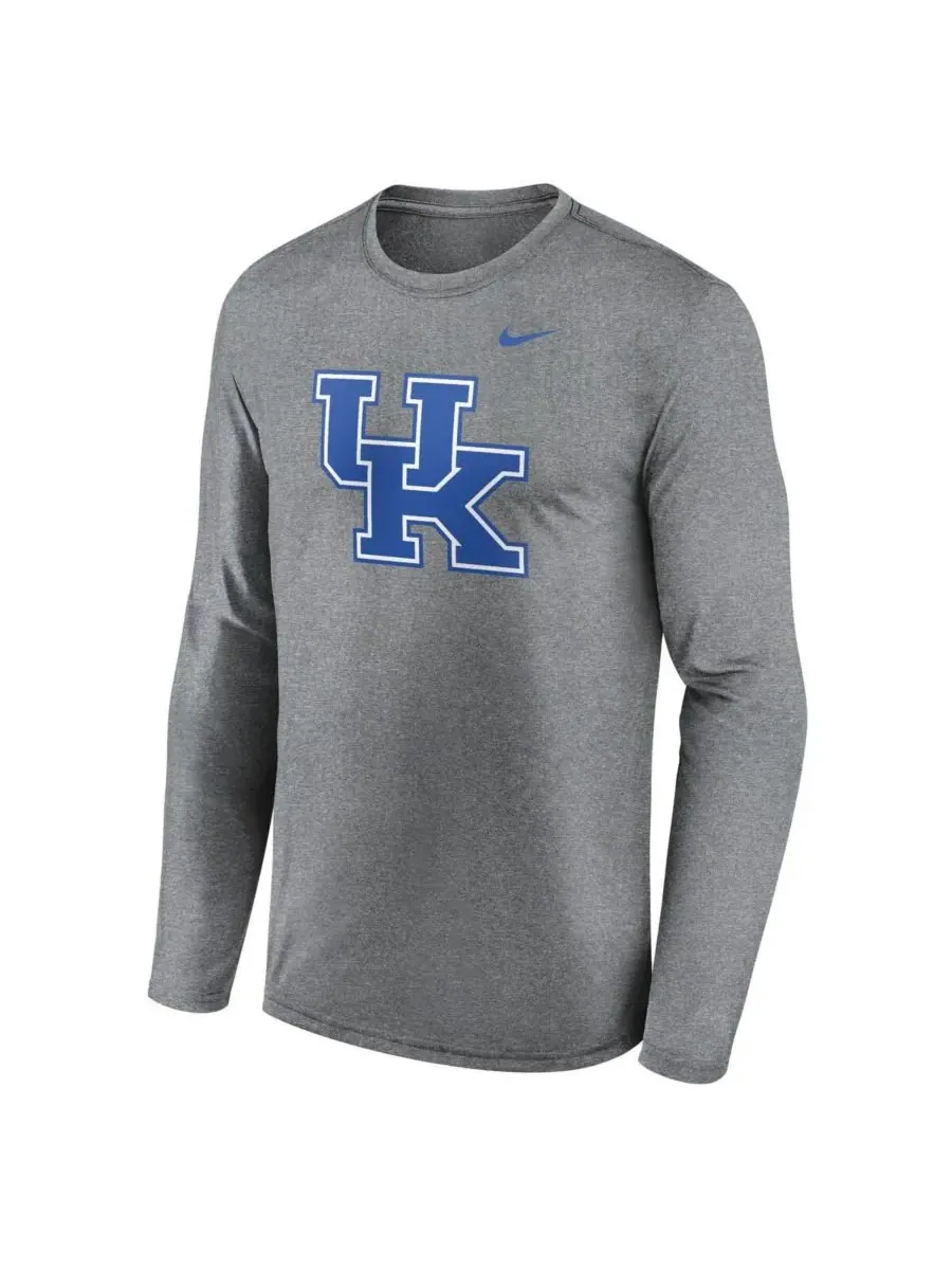 Nike Мужская футболка с длинным рукавом серого цвета с символикой команды Kentucky Wildcats — изображение 3 из 3, серый
