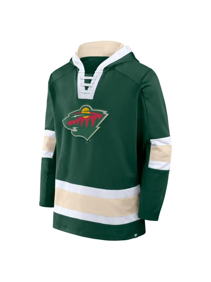 Fanatics Мужская зеленая флисовая толстовка с капюшоном Minnesota Wild Inside Line — изображение 2 из 3, зеленый