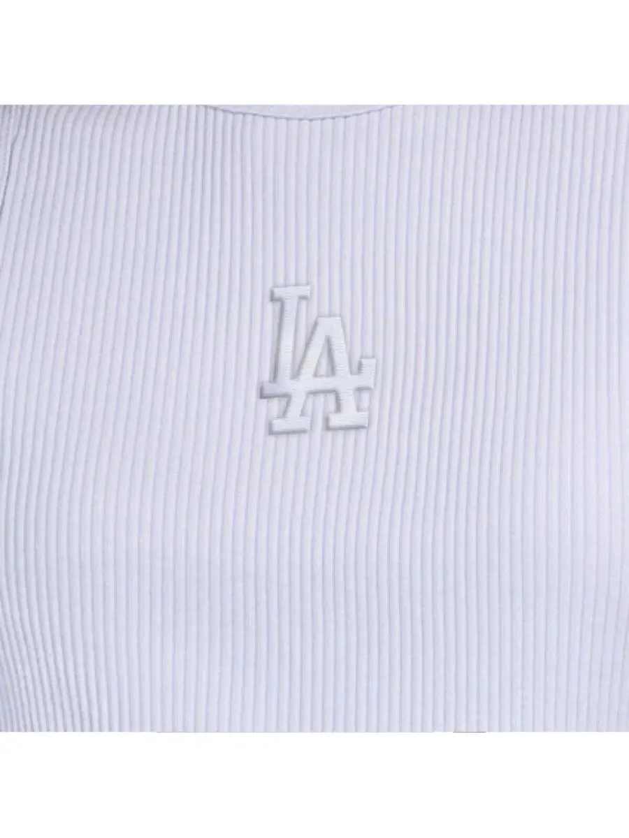Женская светло-голубая ребристая майка с символикой команды Los Angeles Dodgers пастельных тонов — изображение 2 из 3