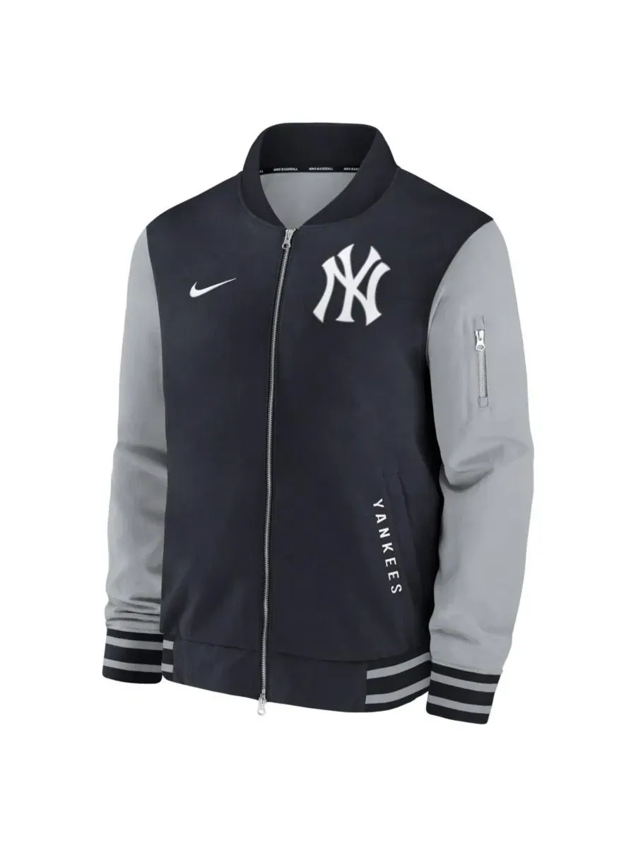 Куртка-бомбер Nike New York Yankees с принтом — изображение 2 из 5, темно-синий серый