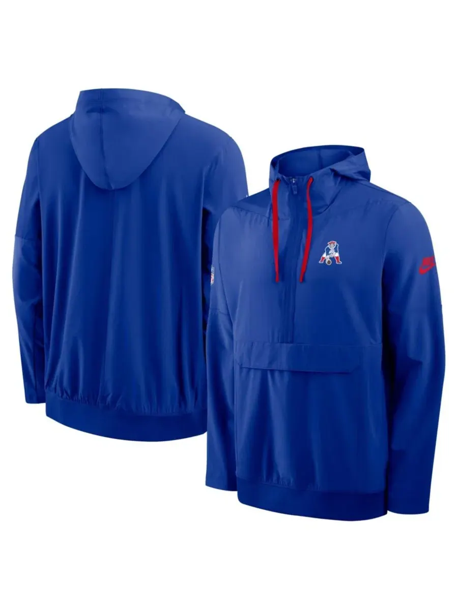 Ветрозащитная куртка-анорак с капюшоном New England Patriots Alt Anorak Half-Zip Hooded Jacket Nike — изображение 1 из 3
