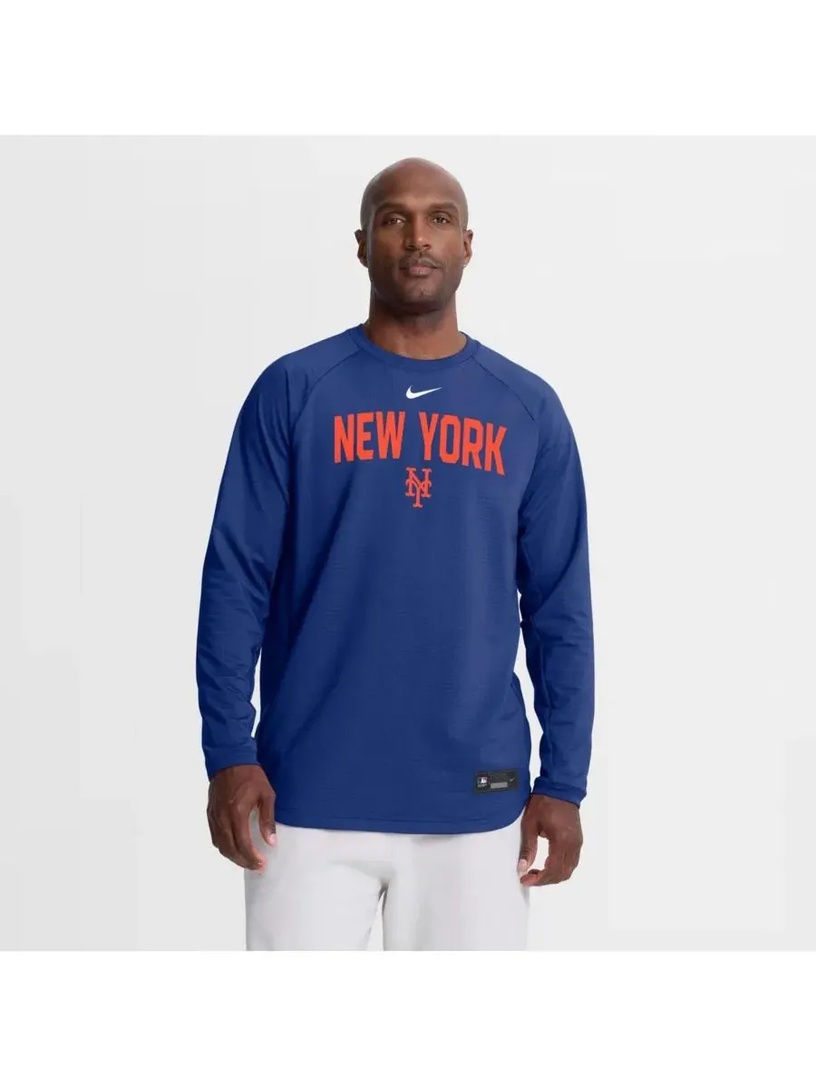 Свитшот с регланом Dri-FIT New York Mets Authentic Collection Nike — изображение 1 из 5, королевский