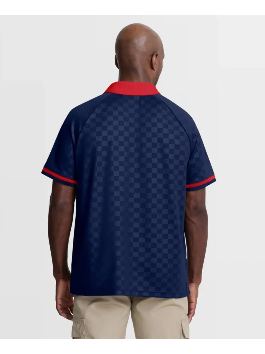 Поло с ромбовидным узором Homerun Raglan Fanatics — изображение 5 из 5, темно-синий красный