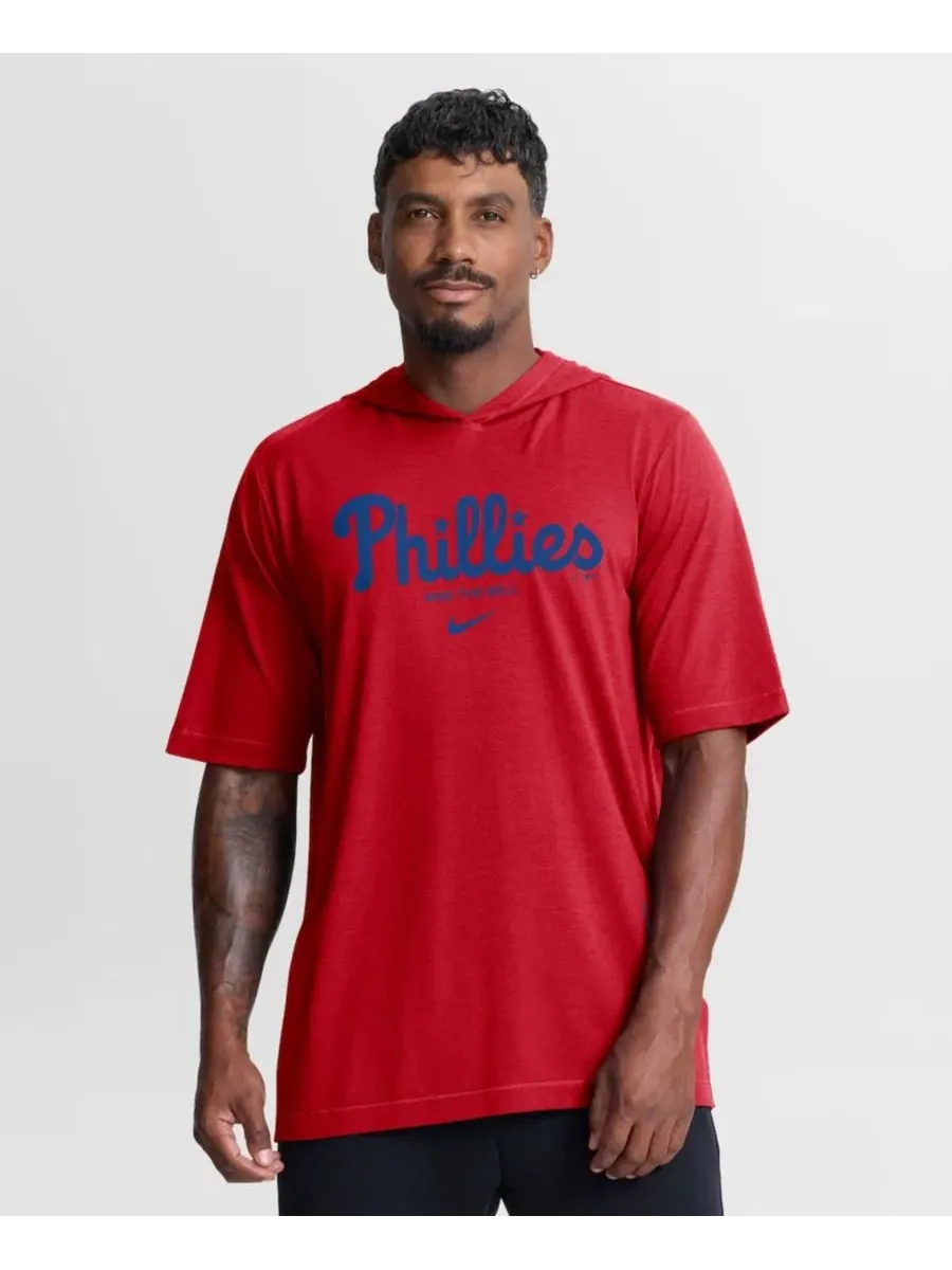 Худи-футболка с длинным рукавом Philadelphia Phillies Arched Wordmark Nike — изображение 1 из 3, красный