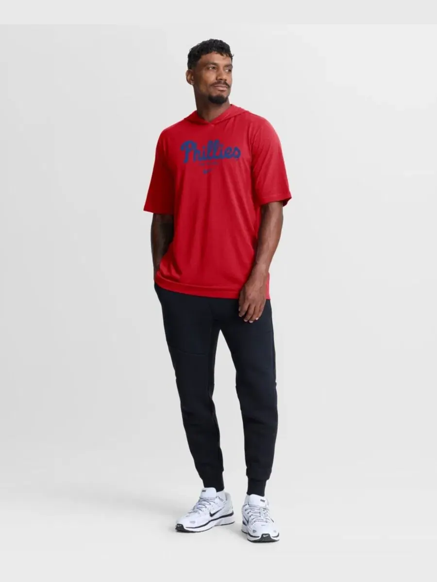 Худи-футболка с длинным рукавом Philadelphia Phillies Arched Wordmark Nike — изображение 2 из 3, красный