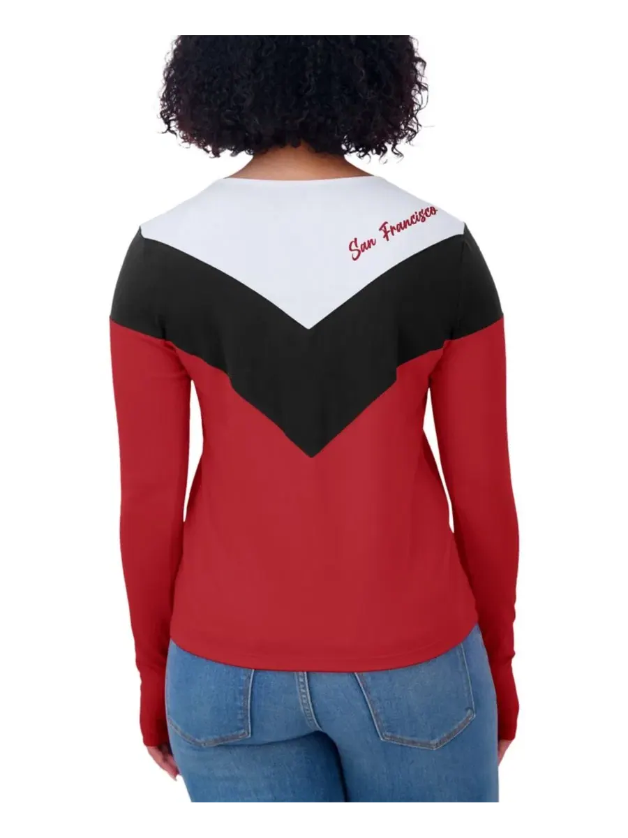 Женская футболка с длинным рукавом Chevron Tri-Blend WEAR by Erin Andrews — изображение 5 из 5, алый