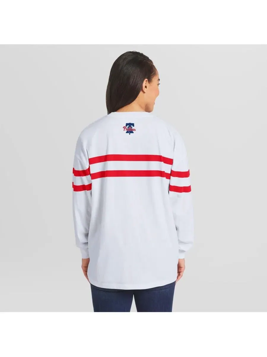 Футболка с длинным рукавом оверсайз с полосами, Philadelphia Phillies WEAR by Erin Andrews — изображение 4 из 4, белый