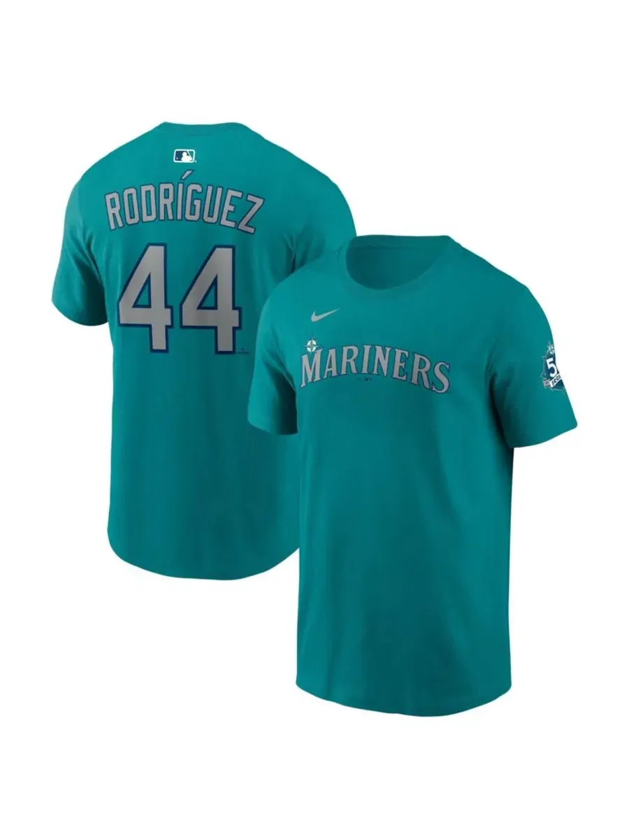 Футболка с принтом Julio Rodríguez Teal Seattle Mariners Name Number Nike — изображение 1 из 2, бирюзовый