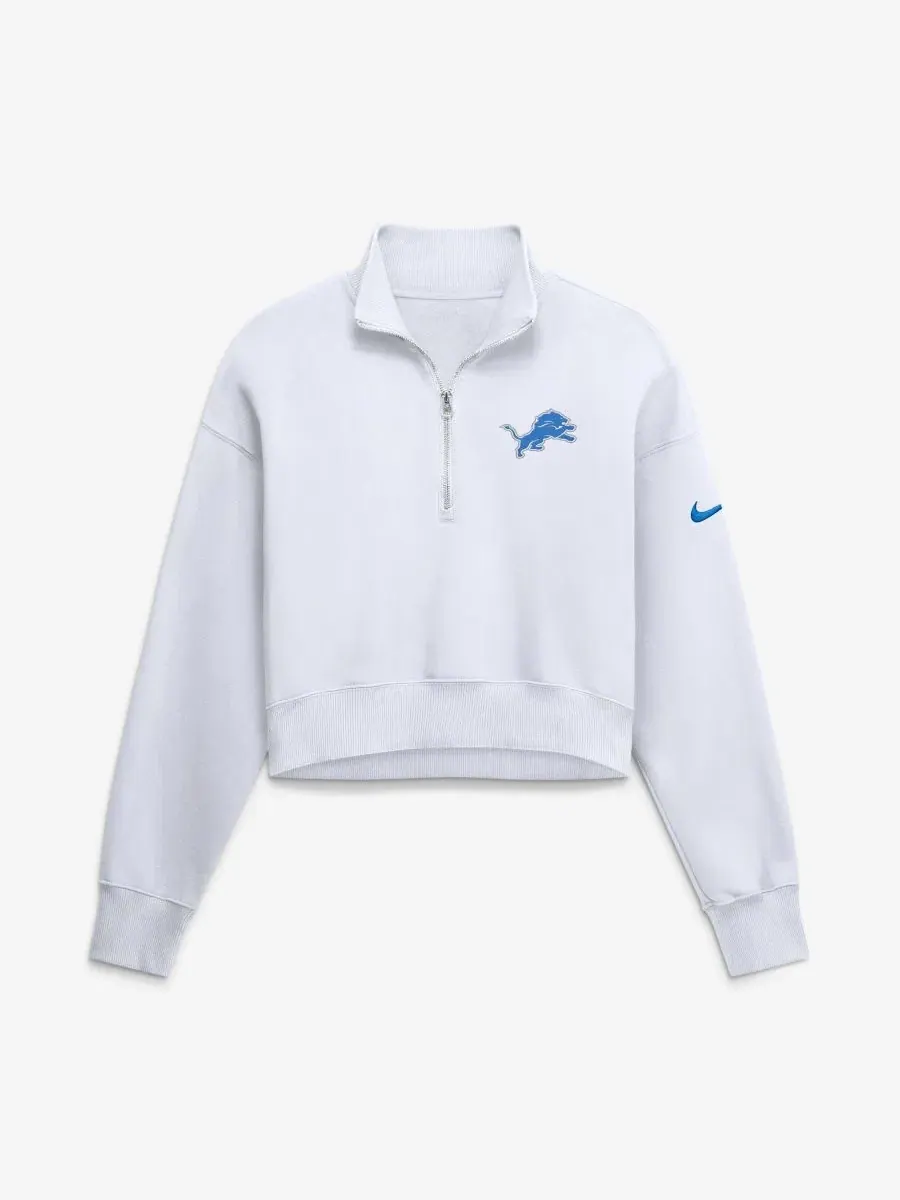 Женский свитшот-кроп с четверть-молнией Oversized Phoenix Fleece Nike — изображение 1 из 2, белый