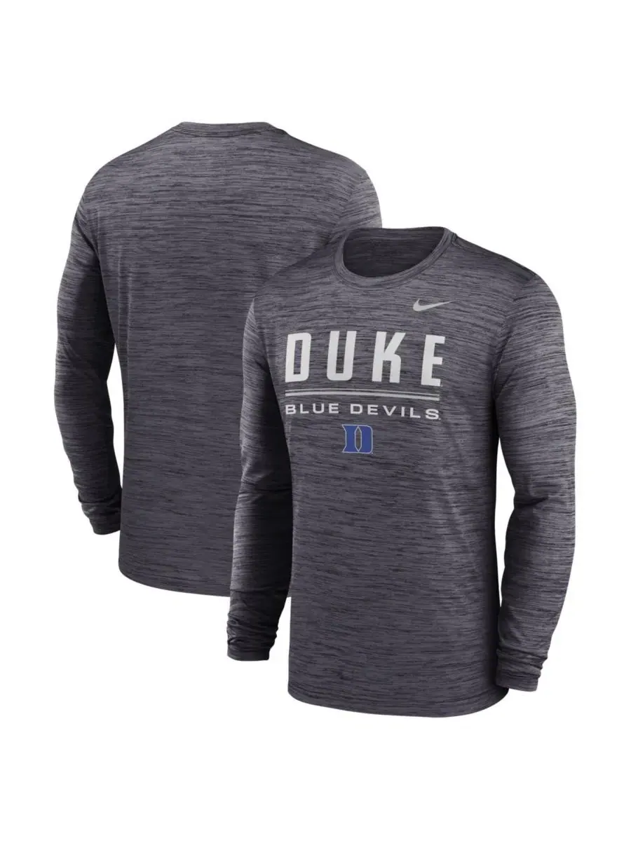 Футболка с длинным рукавом Dri-FIT с принтом Duke Blue Devils Sideline Velocity Nike — изображение 1 из 3, черный
