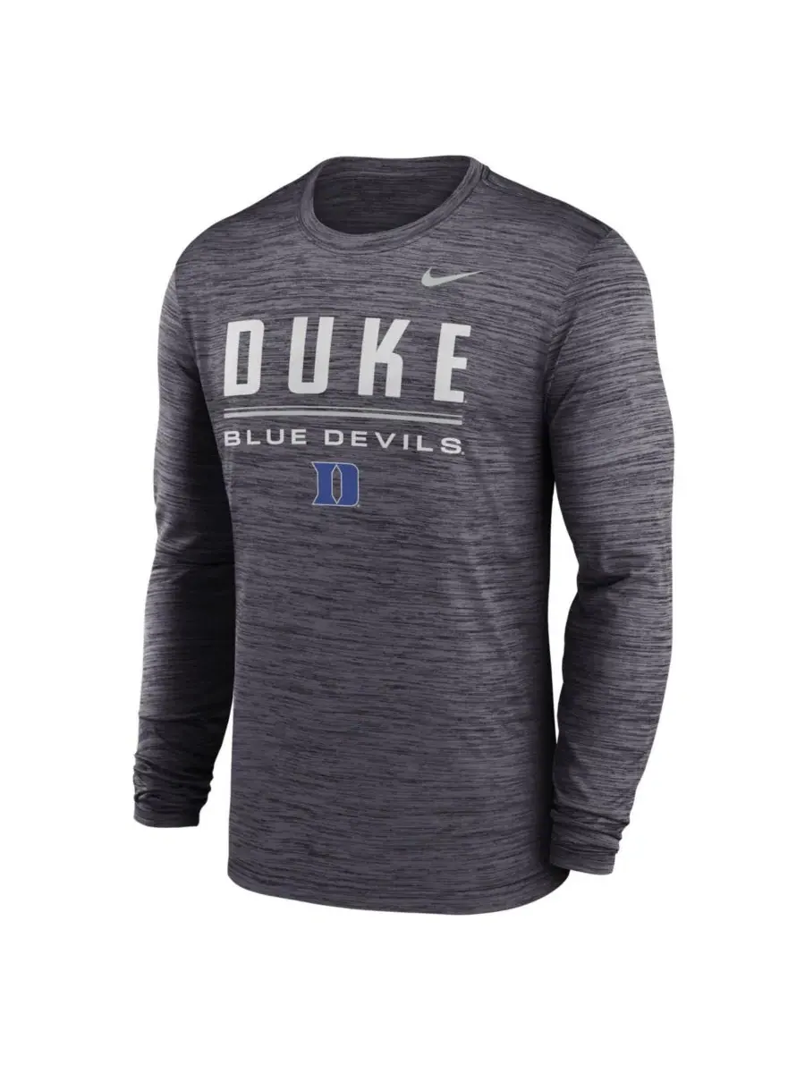 Футболка с длинным рукавом Dri-FIT с принтом Duke Blue Devils Sideline Velocity Nike — изображение 2 из 3, черный