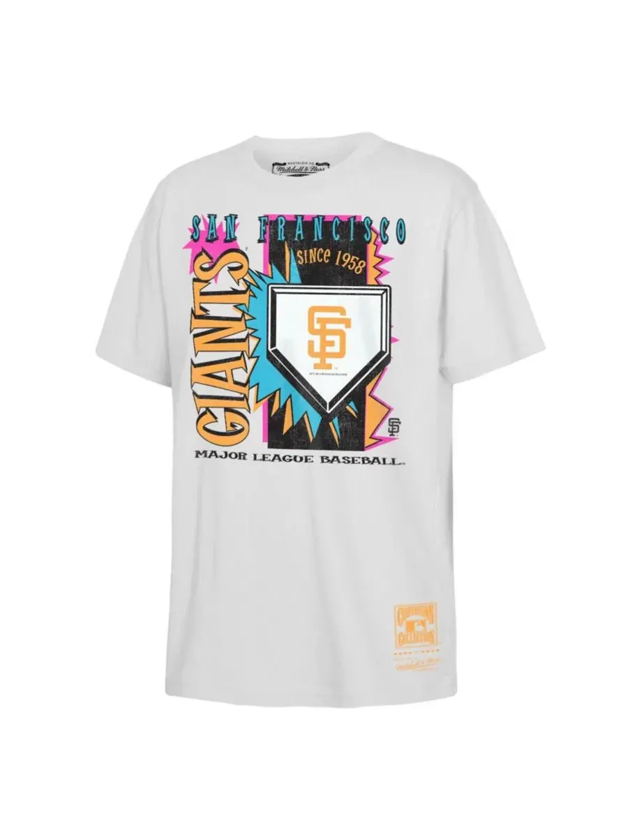 Футболка с неоновым принтом Cooperstown Neon Field Shock San Francisco Giants Mitchell & Ness — изображение 1 из 1, белый