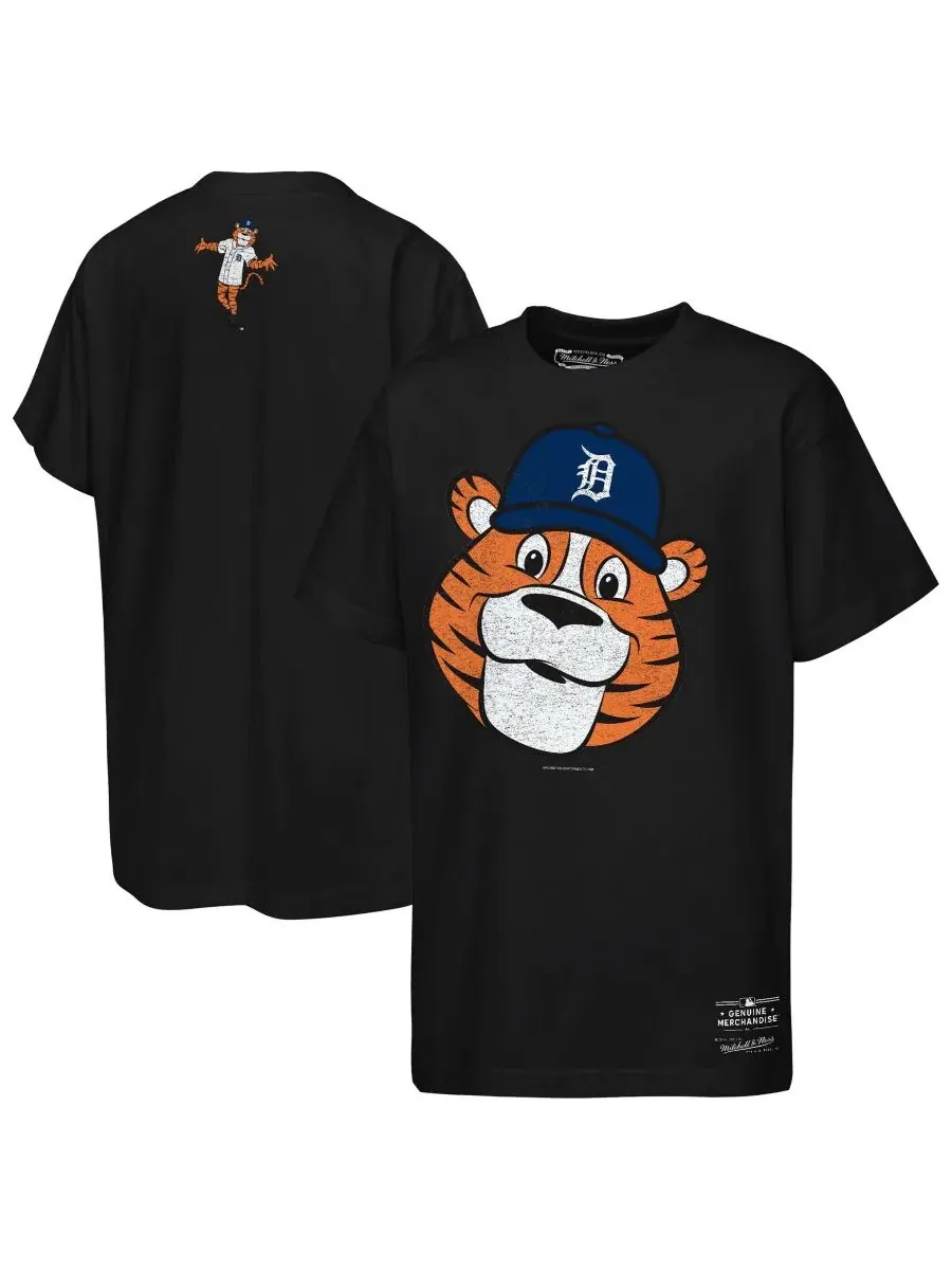 Футболка с принтом талисмана Detroit Tigers Big Face Mascot Mitchell & Ness — изображение 1 из 3, черный