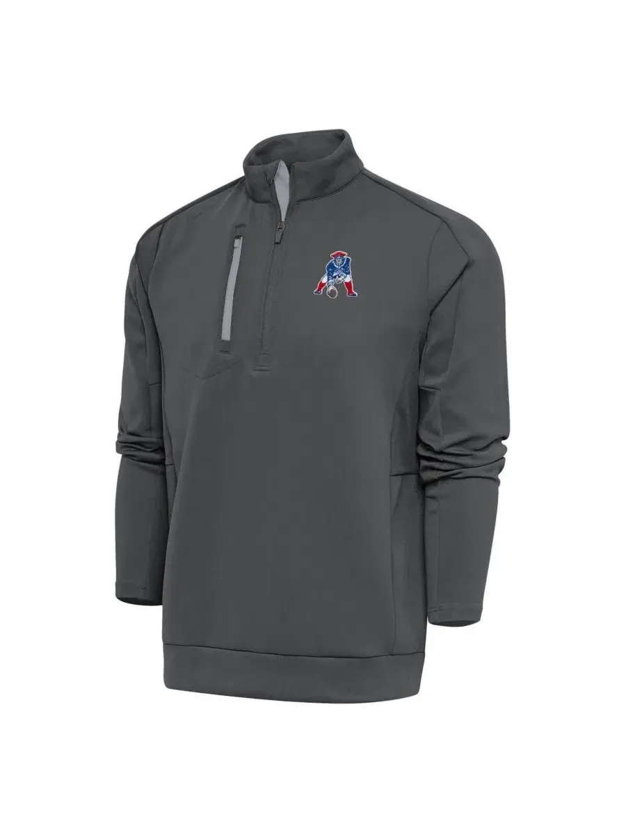 Пуловер с четверть-застежкой New England Patriots Team Logo Throwback Generation Antigua — серебристый