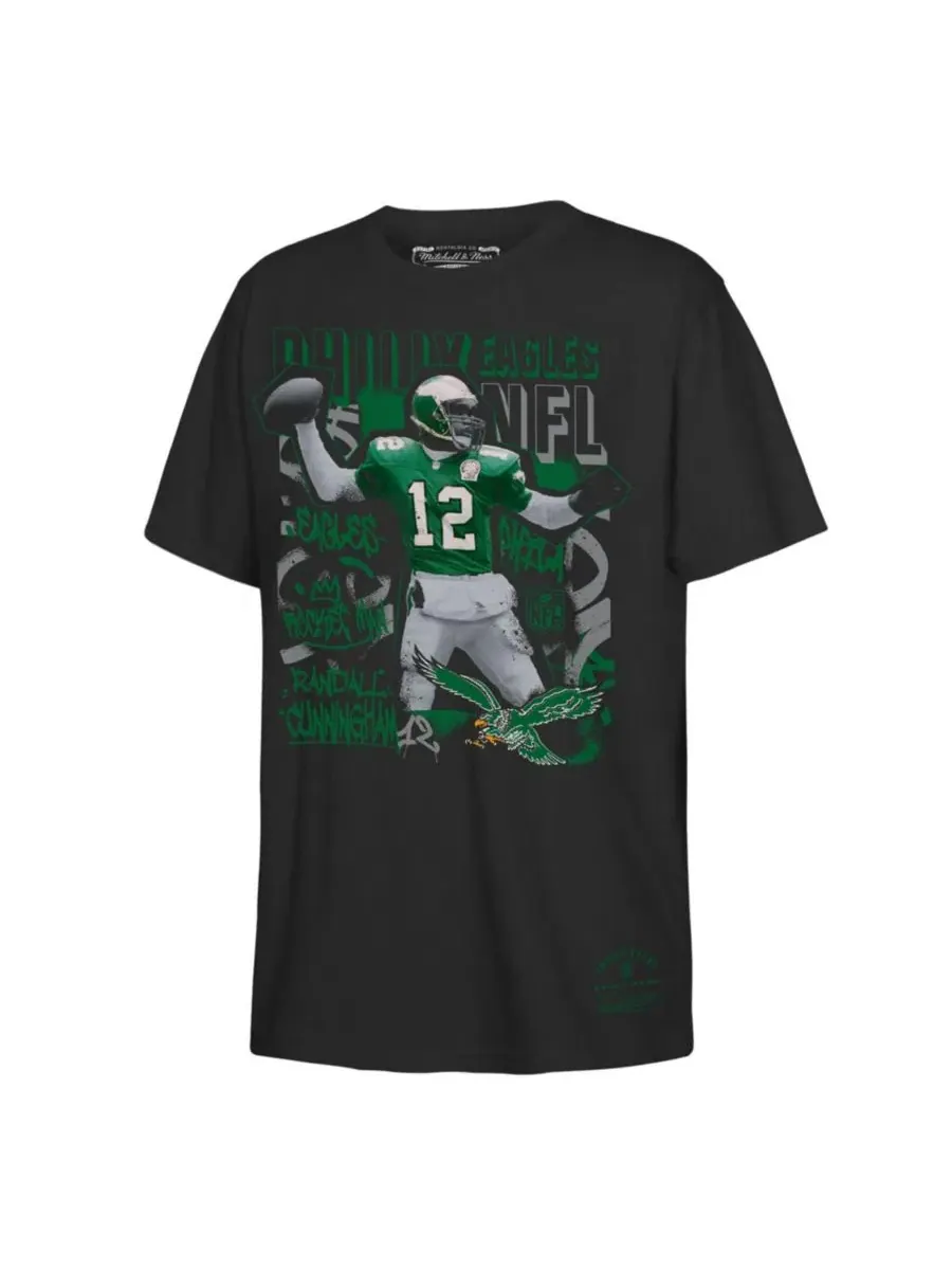 Футболка с принтом Randall Cunningham Star Player Mitchell & Ness — изображение 1 из 1, черный