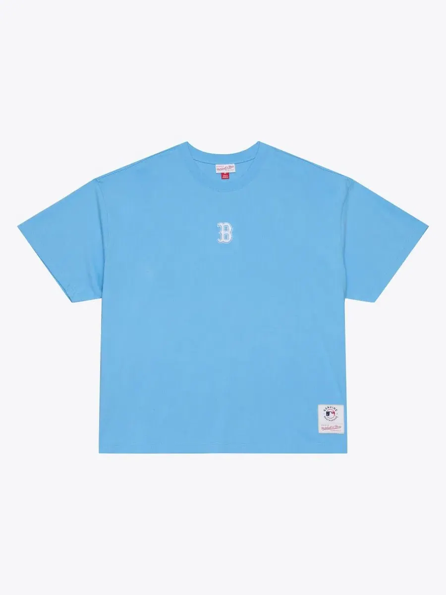 Футболка с вышитым логотипом Mitchell & Ness — изображение 1 из 5, светлый синий