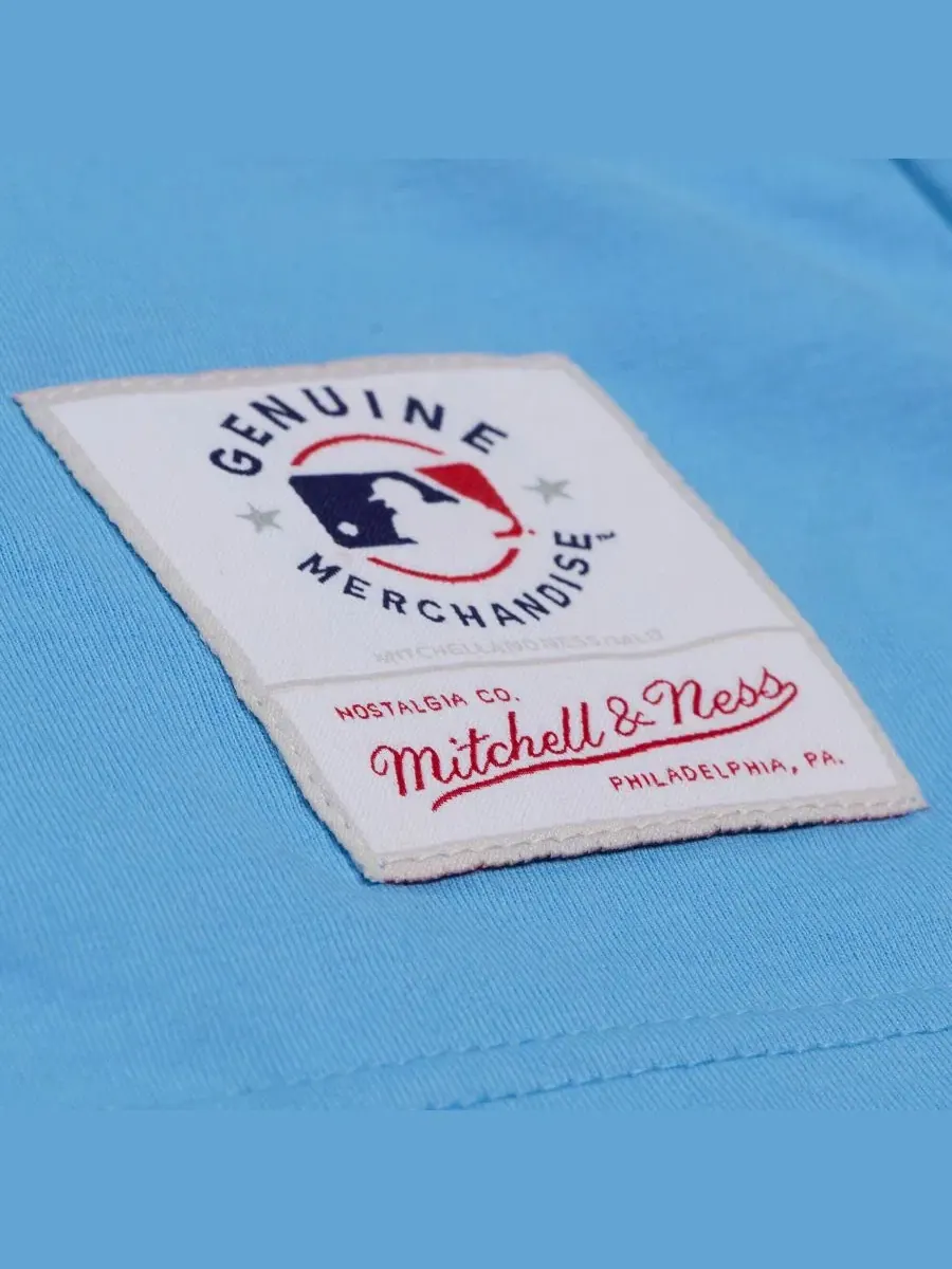 Футболка с вышитым логотипом Mitchell & Ness — изображение 4 из 5, светлый синий