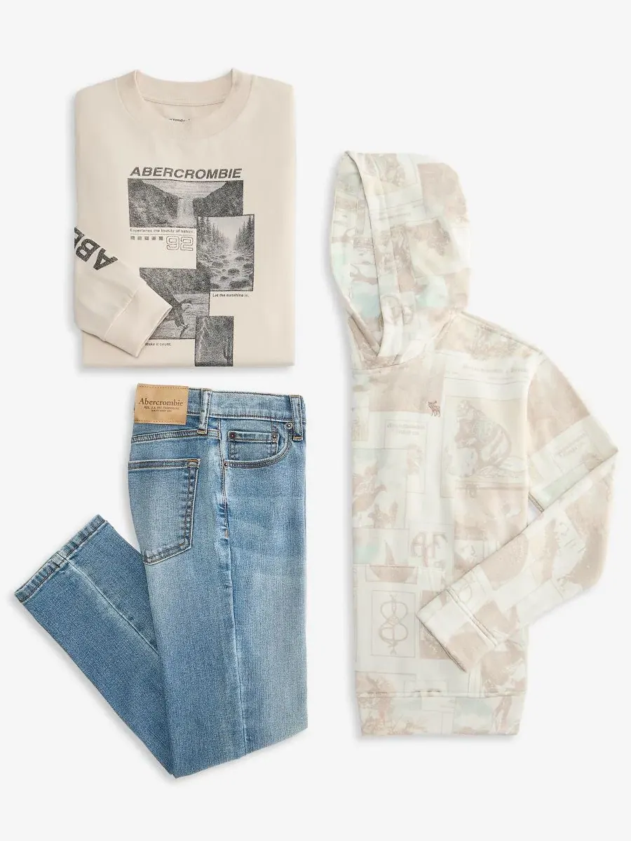 Комплект из худи с принтом, футболки и прямых джинсов Athletic Department abercrombie kids, Totes — изображение 8 из 8