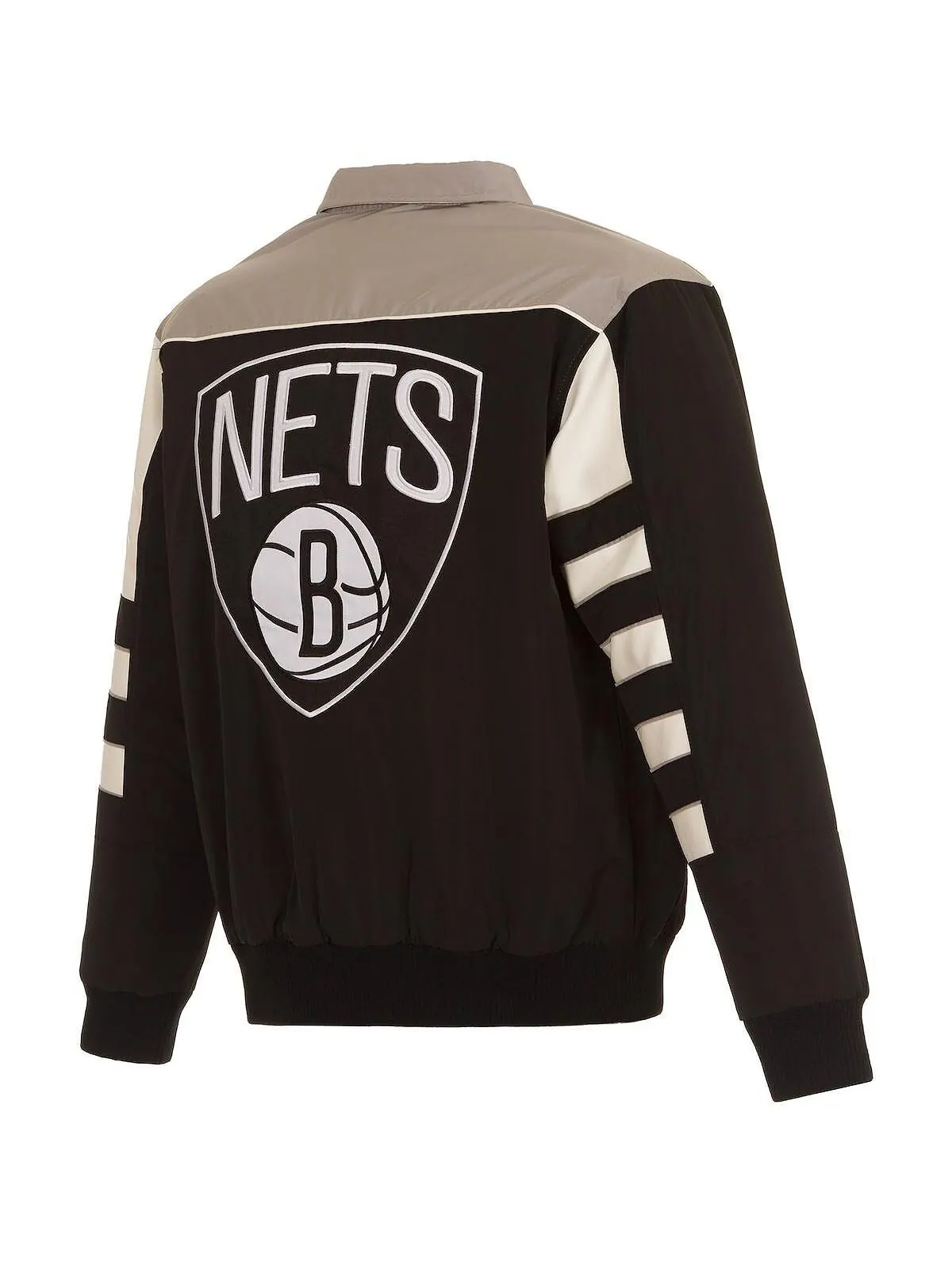 Мужская черная двусторонняя куртка brooklyn nets в полоску с цветными блоками из нейлона с — изображение 3 из 4, черный