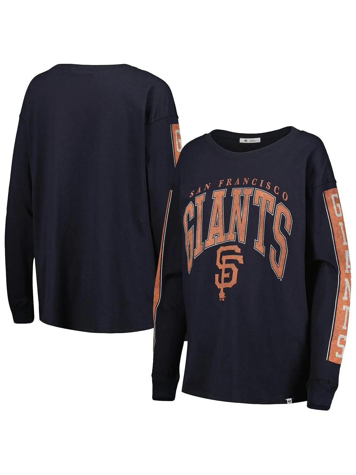 Женская черная эффектная футболка с длинным рукавом San Francisco Giants '47 Brand — изображение 1 из 2, черный