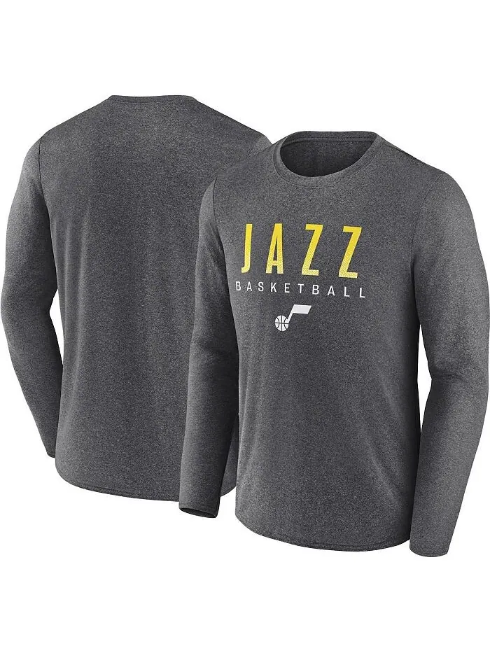 Мужская футболка с длинным рукавом с фирменным логотипом Heather Charcoal Utah Jazz Where Legends — изображение 1 из 3