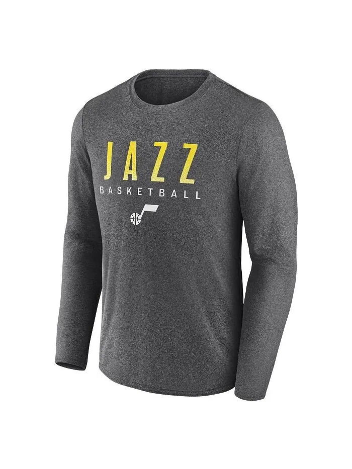 Мужская футболка с длинным рукавом с фирменным логотипом Heather Charcoal Utah Jazz Where Legends — изображение 2 из 3