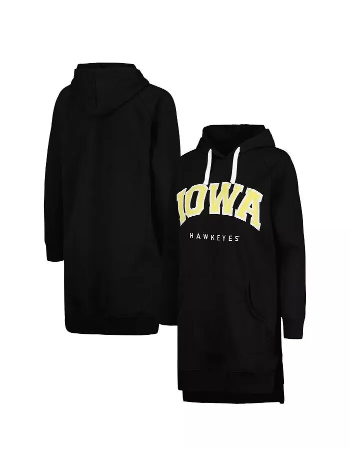 Черное женское платье-свитшот с капюшоном Iowa Hawkeyes Take a Knee реглан Gameday Couture