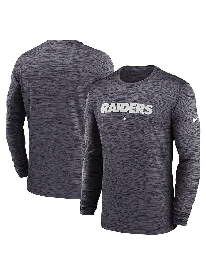 Мужская черная футболка с длинным рукавом Las Vegas Raiders Sideline Team Velocity Performance Nike — изображение 1 из 3