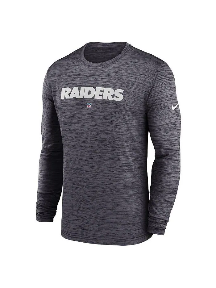 Мужская черная футболка с длинным рукавом Las Vegas Raiders Sideline Team Velocity Performance Nike — изображение 2 из 3