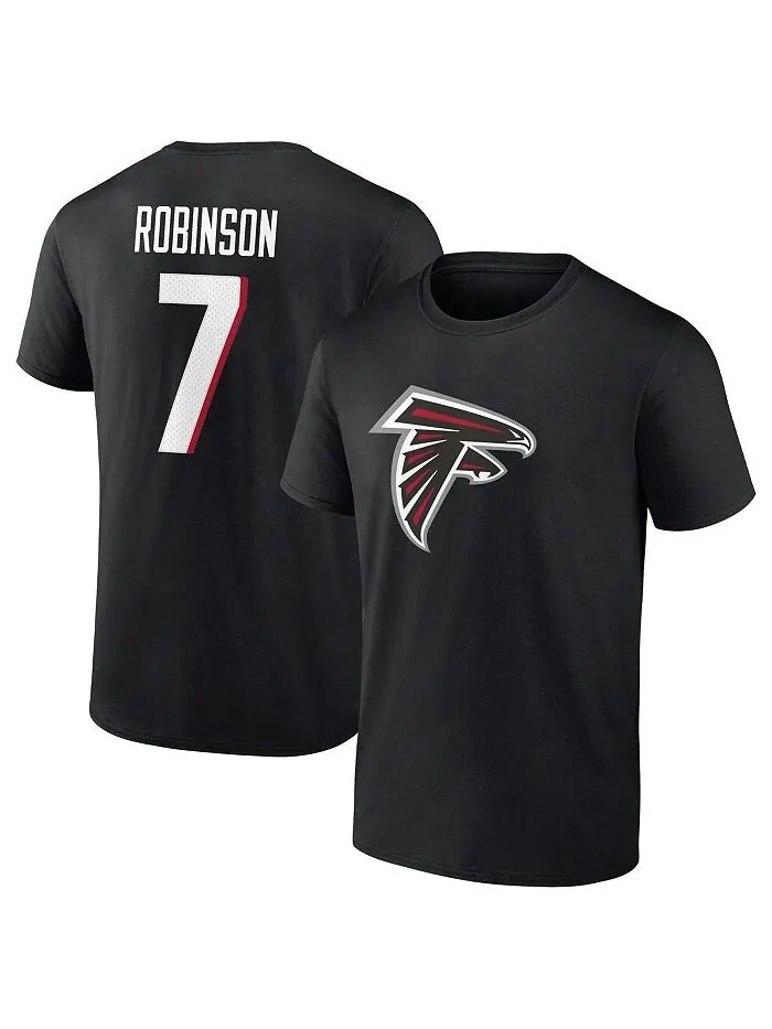 Мужская фирменная футболка Bijan Robinson Black Atlanta Falcons с именем и номером Fanatics — изображение 1 из 2, черный